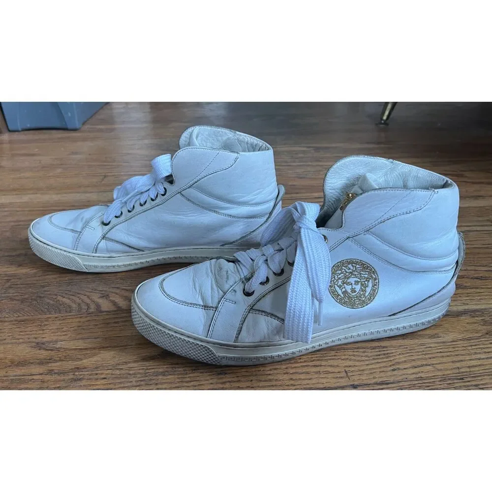 VERSACE White Lion Head Sneakers Trainers Shoes  Mens Size 11